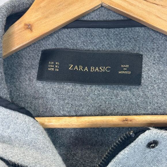 Zara Light Gray Hooded Wool Blend Coat Sz XL Minimalist Cozy ScandiStyle Fall - Picture 7 of 9